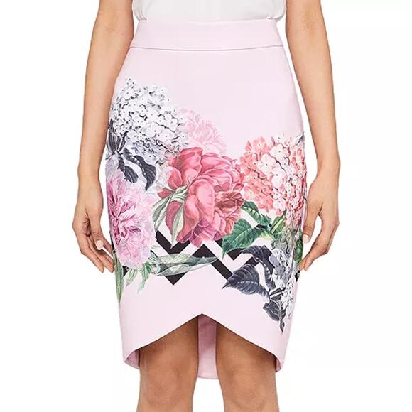 Ted Baker Pink Soella Palace Garden Floral Pencil Skirt Size 1 - Picture 1 of 10